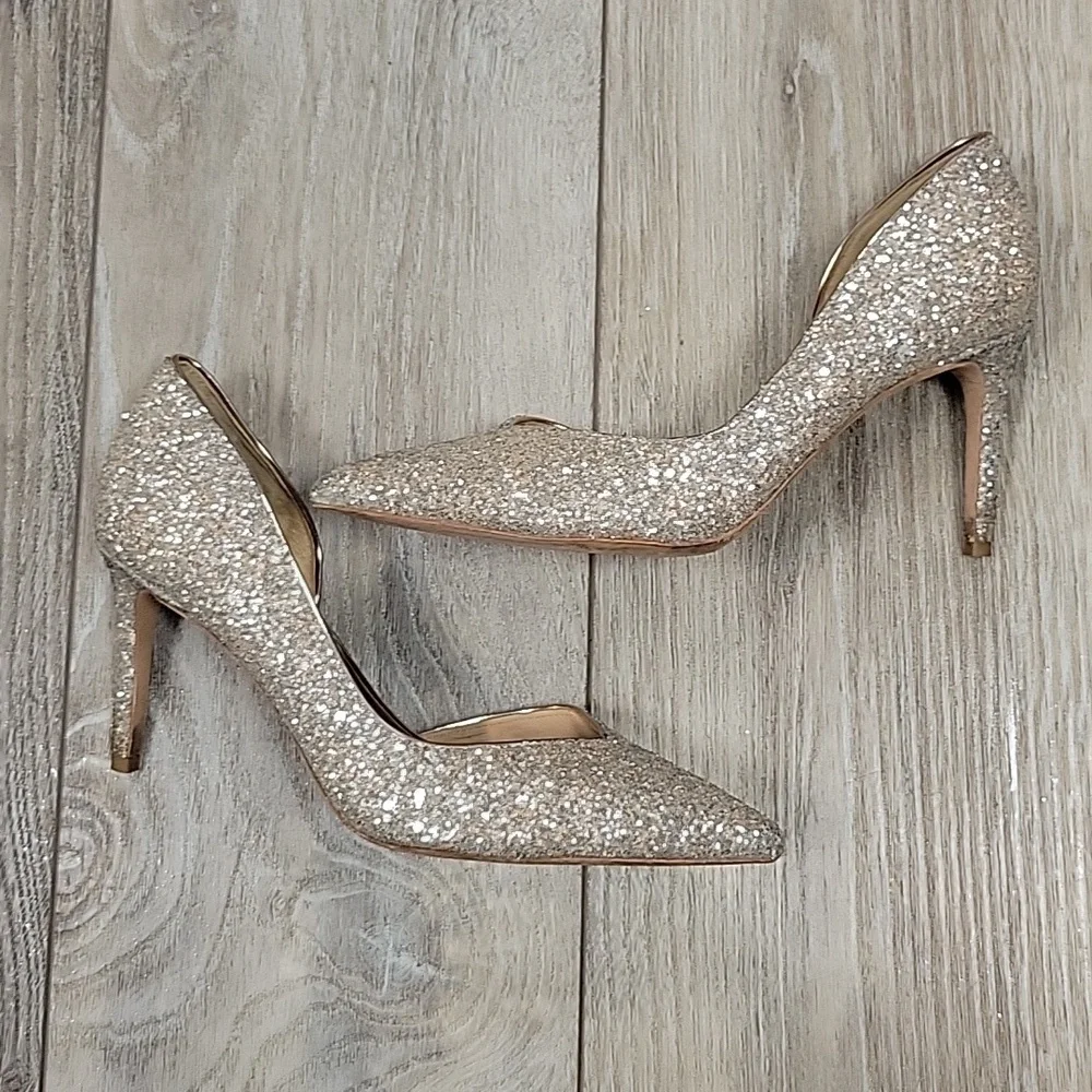Badgley Mischka  Size 8 Champagne Daisy II Half d'Orsay Pump